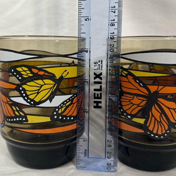 VTG Monarch Butterfly Libby lowball stackable glasses - Picture 9 of 12